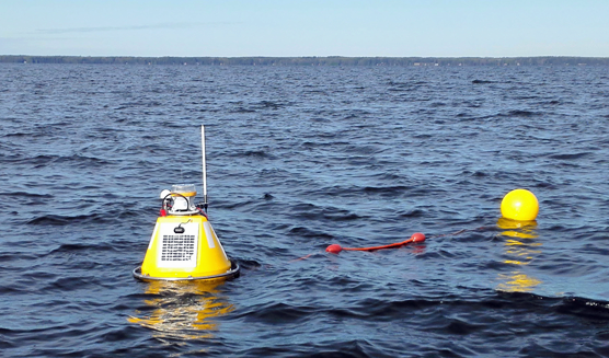 Lake buoy for continuous water quality monitoring in Lake Pyhäjärvi